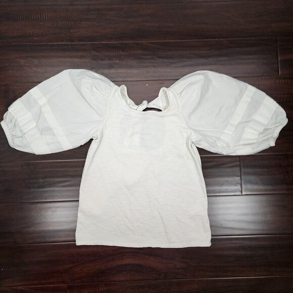 Nation LTD Gracie Pintuck 3/4 Balloon Sleeve Off White Top Med Boho Beach - Picture 4 of 10